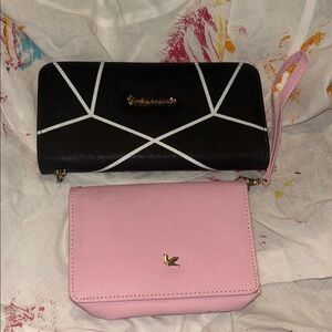 Black and Pink Women's Bag wallet purse Set